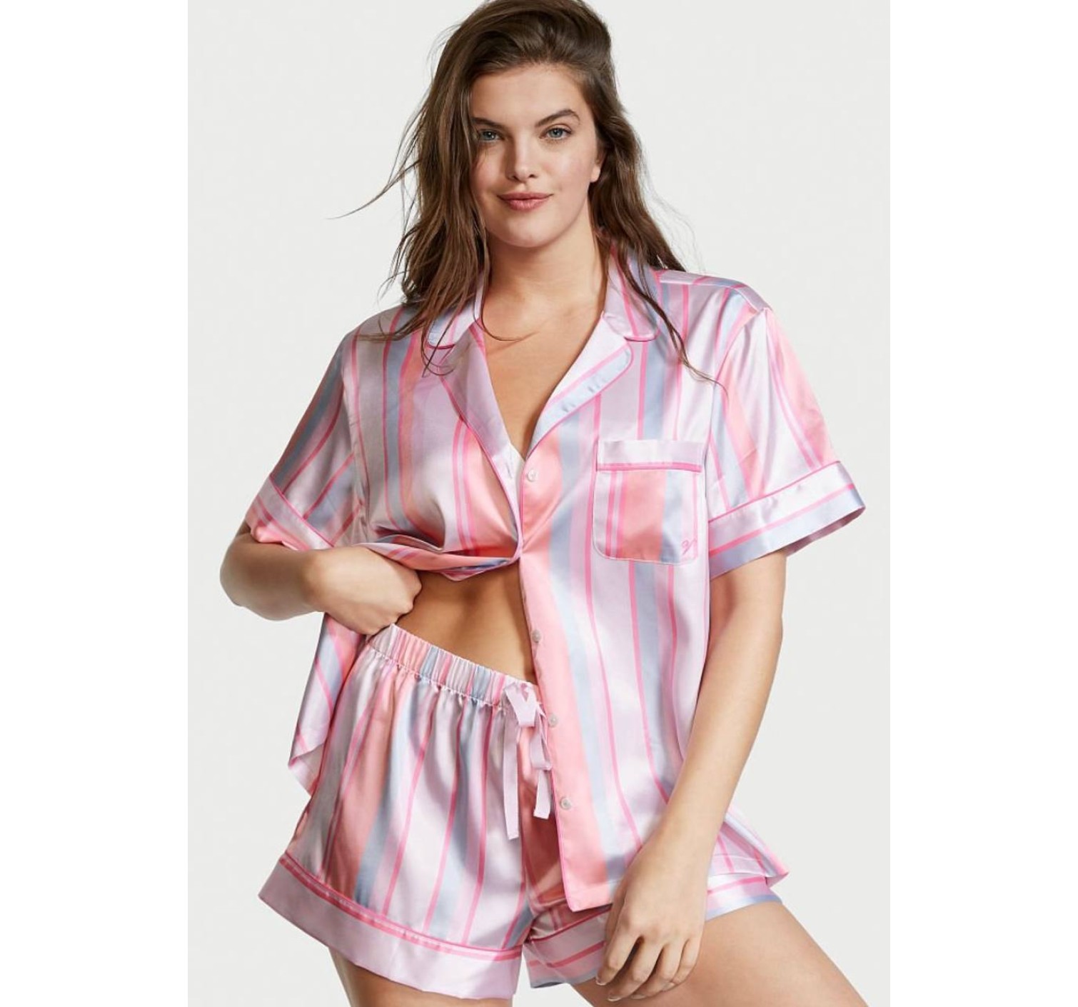 Пижама Multicolored stripes Satin Short PJ Set 