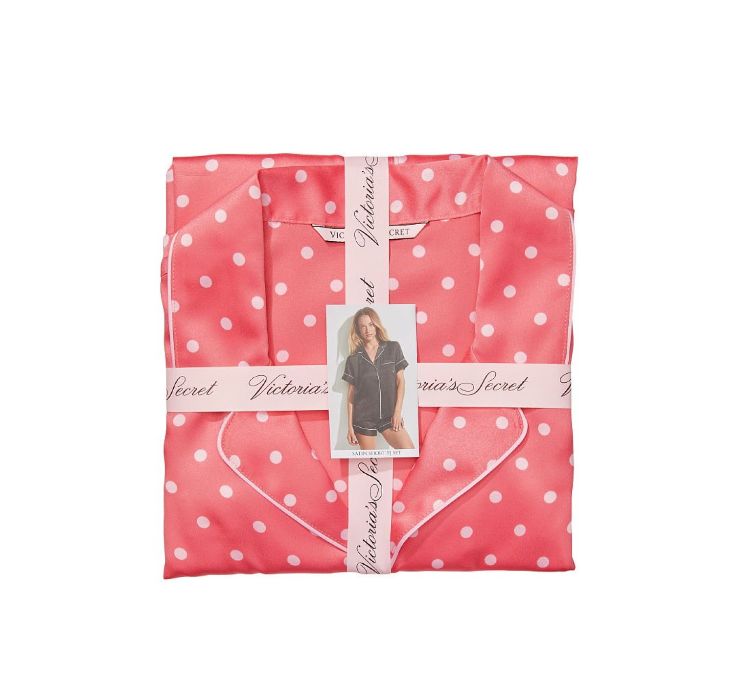 Пижама Cocktail Pink Polka Dot Satin Short PJ Set