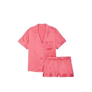 Пижама Cocktail Pink Polka Dot Satin Short PJ Set