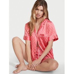 Пижама Cocktail Pink Polka Dot Satin Short PJ Set