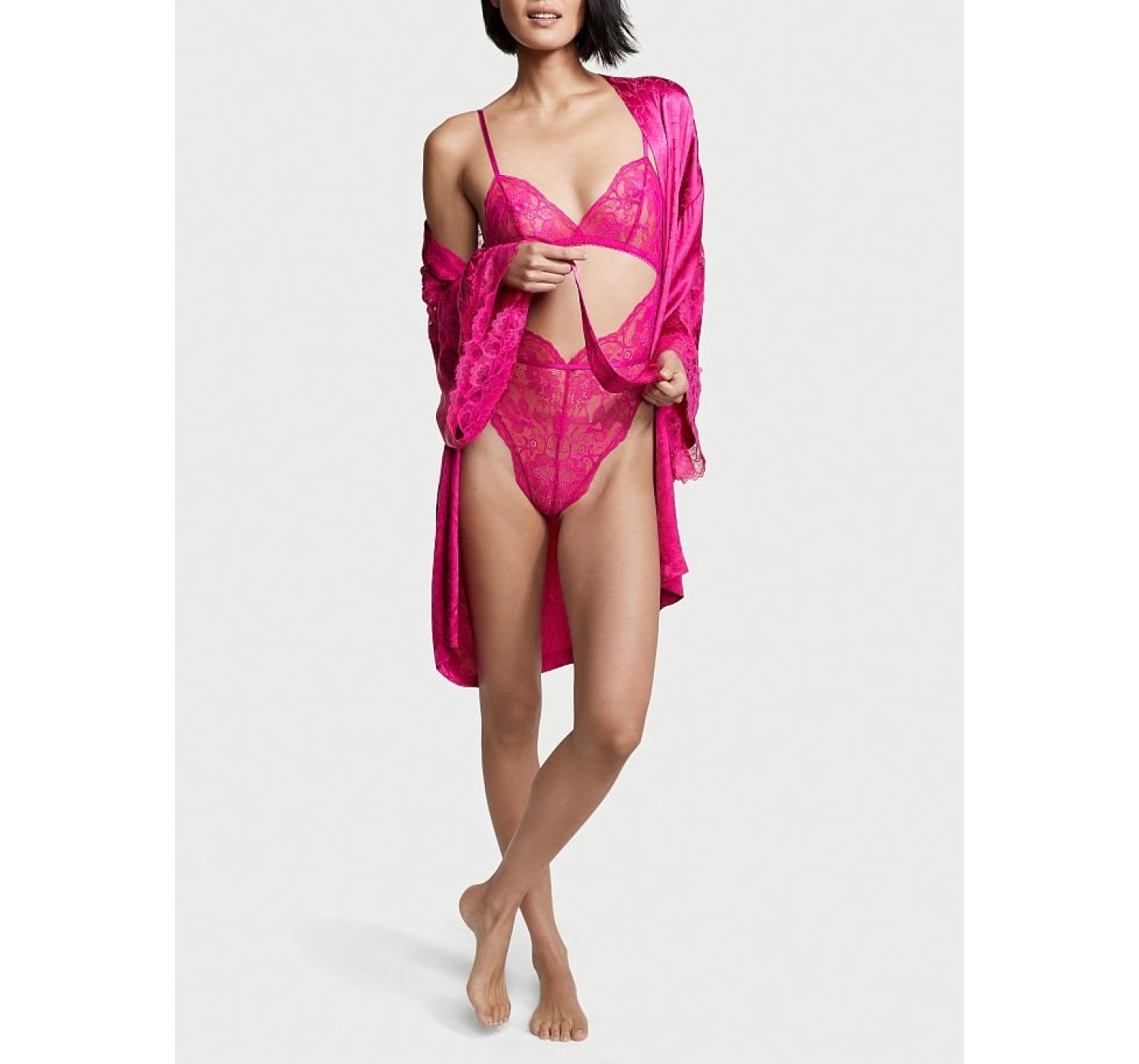 Халат Satin Jacquard Flounce Robe