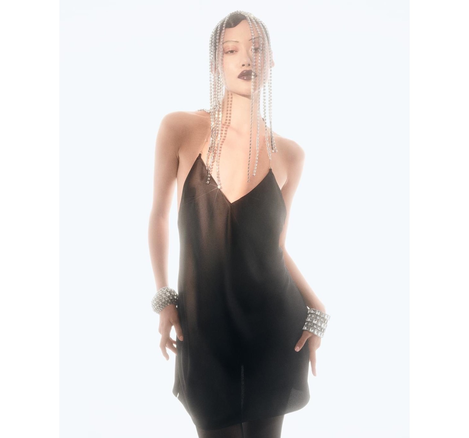 Пеньюар Victoria's Secret Satin Slip Dress Black Crystal