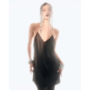 Пеньюар Victoria's Secret Satin Slip Dress Black Crystal