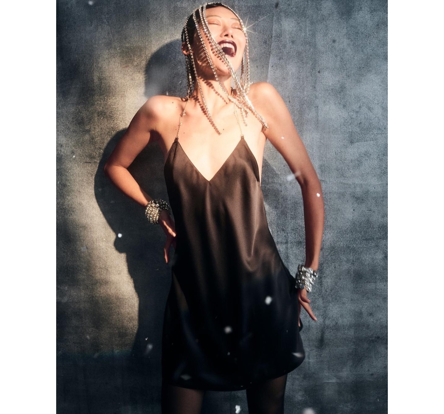 Пеньюар Victoria's Secret Satin Slip Dress Black Crystal