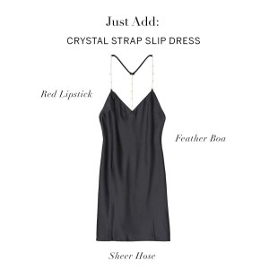 Пеньюар Victoria's Secret Satin Slip Dress Black Crystal