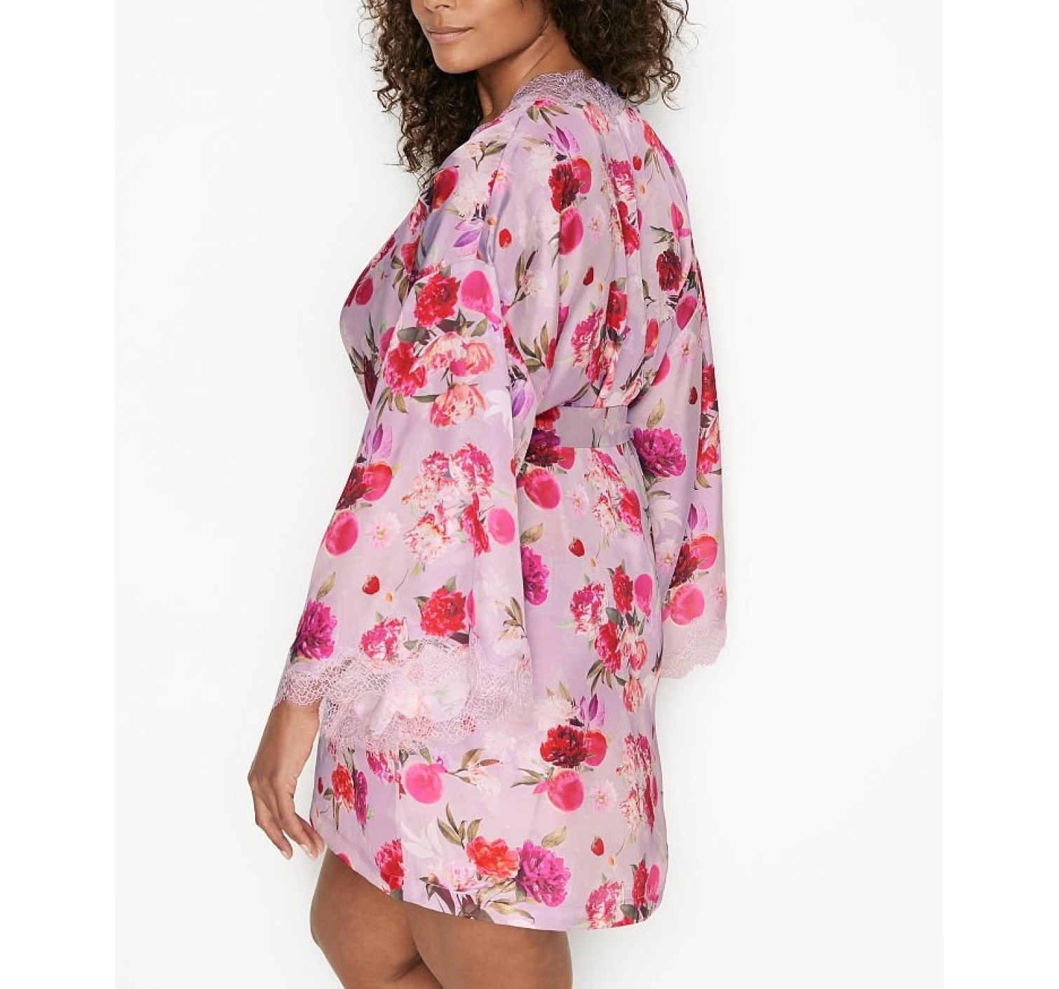 Сатиновий халат Victoria's Secret Lace Inset Robe Floral print
