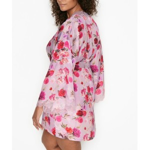 Сатиновий халат Victoria's Secret Lace Inset Robe Floral print