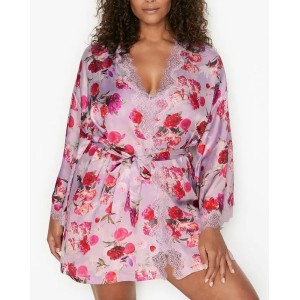 Сатиновий халат Victoria's Secret Lace Inset Robe Floral print