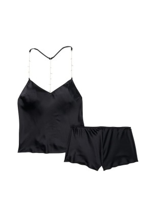 Пижама Victoria's Secret Satin Cami Set Black Crystal