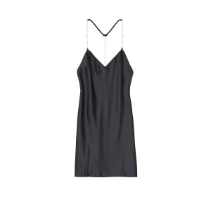 Пеньюар Victoria's Secret Satin Slip Dress Black Crystal