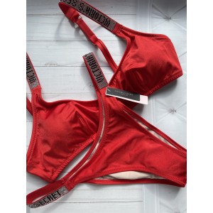 Купальник VS Shine Strap Tulum Scoop Swim Top & Brazilian panty Lipstick