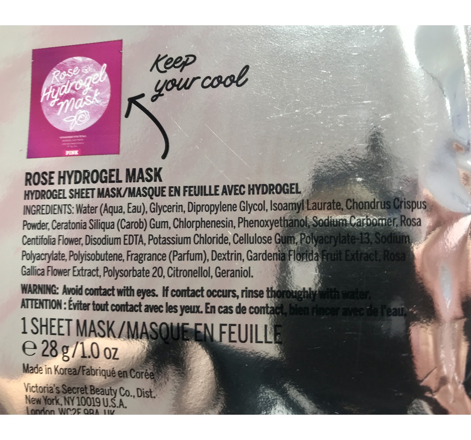 Маска Rose Hydrogel mask Victoria's Secret PINK