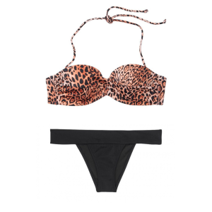 Купальник бандо с пушап Виктория Сикрет Twist-front Bandeau Leopard