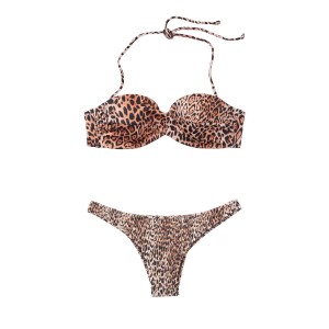 Купальник бандо Вікторія Сікрет Twist-front Bandeau Leopard print