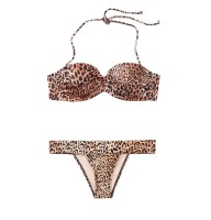 Купальник бандо Виктория Сикрет Twist-front Bandeau push-up Leopard print