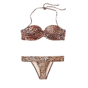 Купальник бандо Вікторія Сікрет Twist-front Bandeau push-up Leopard print