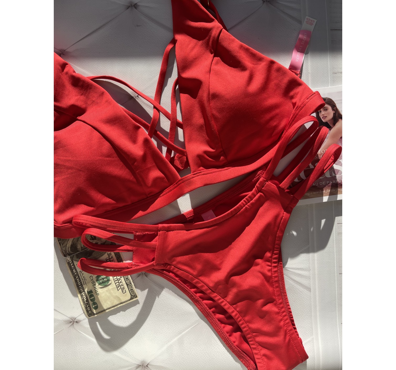 Купальник Victoria's Secret Red Strappy Cheeky