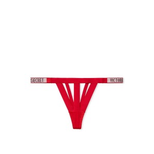 Трусики зі стразами VS Banded Shine Strap Thong Panty Lipstick