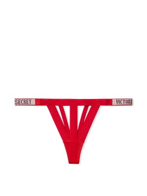 Трусики зі стразами VS Banded Shine Strap Thong Panty Lipstick