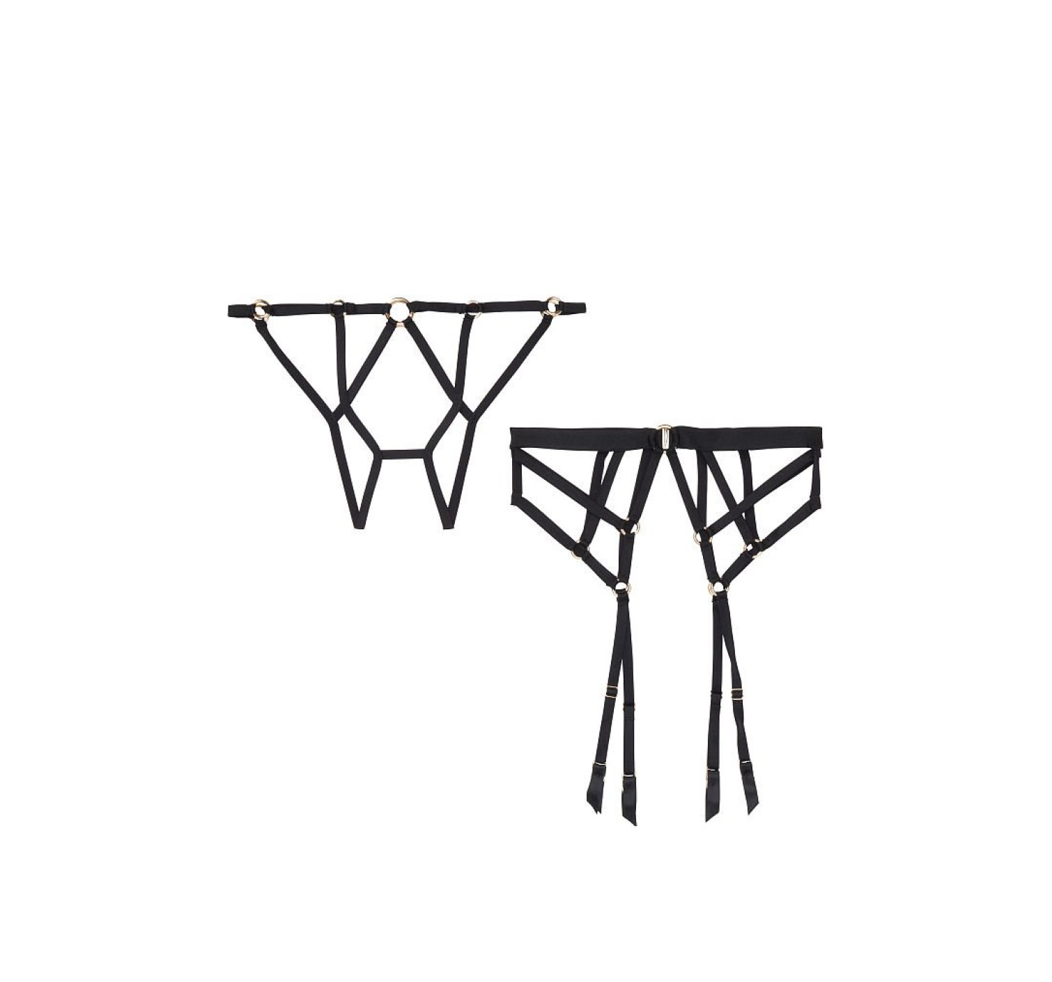 Трусики Victoria's Secret Very Sexy Black Strappy Ring Cheekini panty