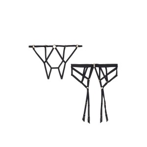 Трусики Victoria's Secret Very Sexy Black Strappy Ring Cheekini panty