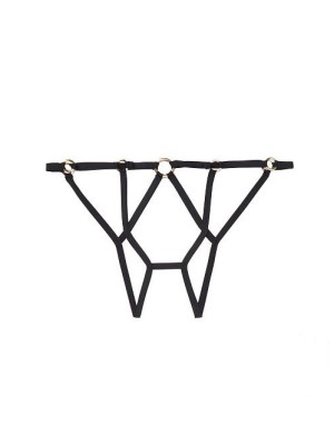 Трусики Victoria's Secret Very Sexy Black Strappy Ring Cheekini panty