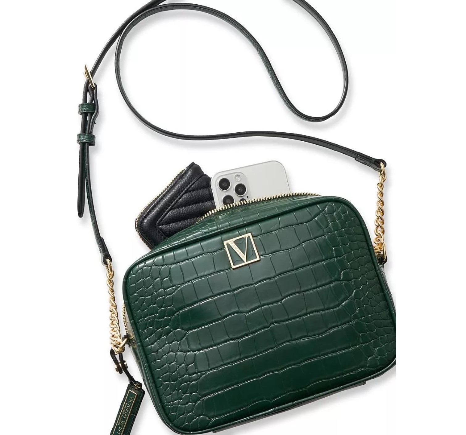 Сумка The Victoria Top Zip crossbody Green Croc