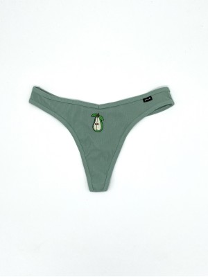 Трусики Cotton Ribbed Thong panty Green Pear