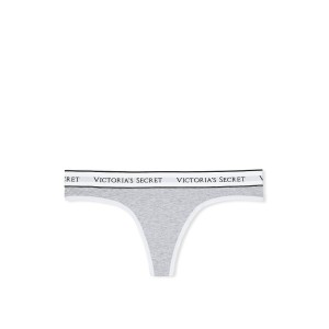 Трусики VS Stretch Cotton Logo Grey Thong Panty