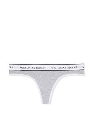 Трусики VS Stretch Cotton Logo Grey Thong Panty