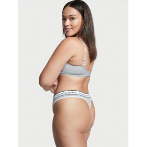 Трусики VS Stretch Cotton Logo Grey Thong Panty