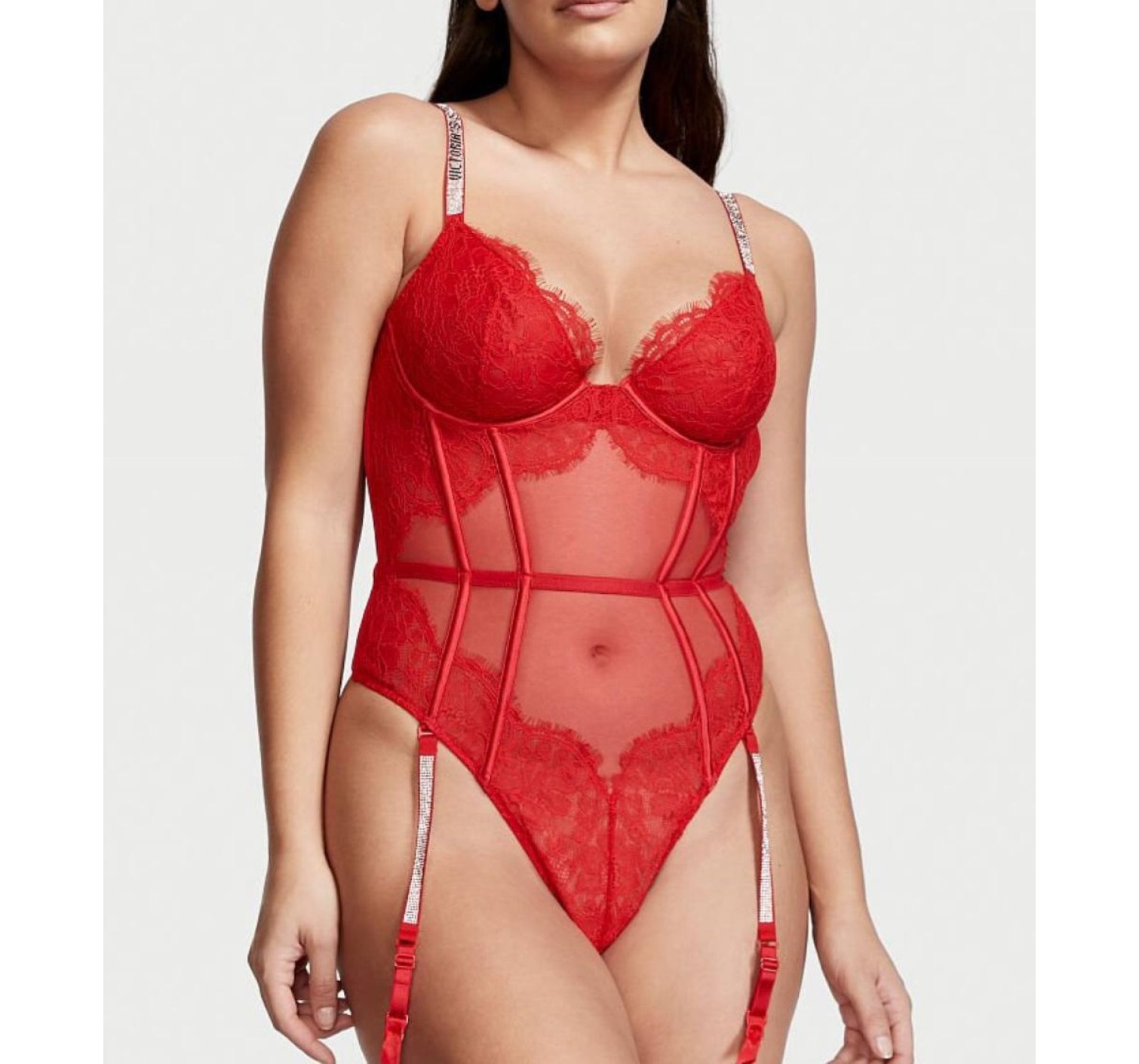 Боди Victoria’s Secret Demi Teddy with Shine Straps & Garters