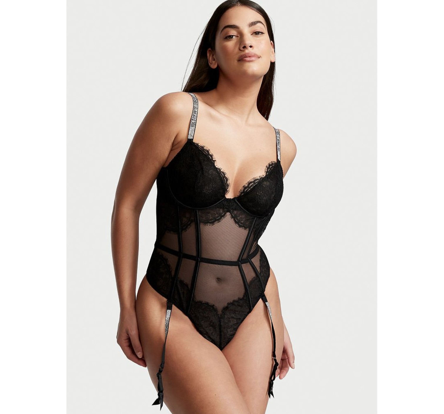 Боді Victoria's Secret Demi Teddy with Shine Straps & Garters