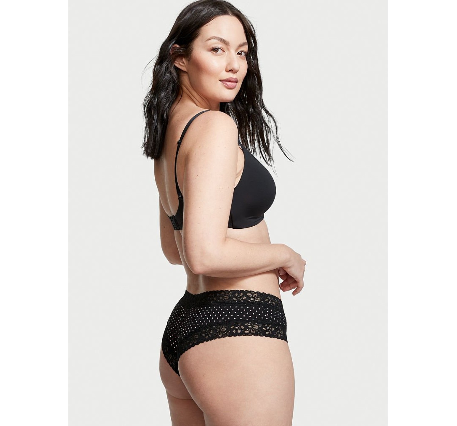 Трусики Cotton Floral Lace Waist Cheeky Panty Pink dot