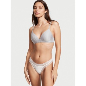 Трусики Logo Cotton Thong Panty Ribbed Vs White