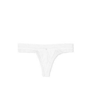 Трусики Logo Cotton Thong Panty Ribbed Vs White