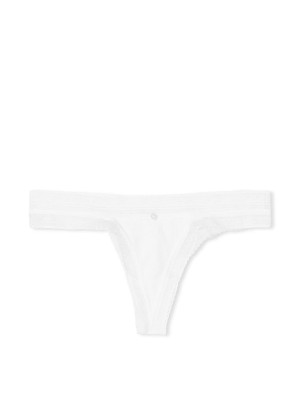 Трусики Logo Cotton Thong Panty Ribbed Vs White