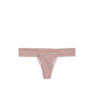 Трусики Logo Cotton Thong Panty Ribbed French Mauve