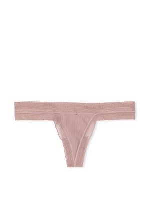 Трусики Logo Cotton Thong Panty Ribbed French Mauve