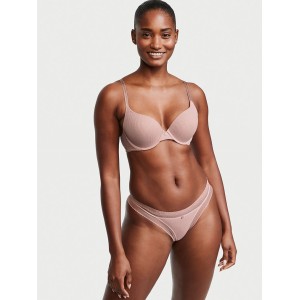 Трусики Logo Cotton Thong Panty Ribbed French Mauve