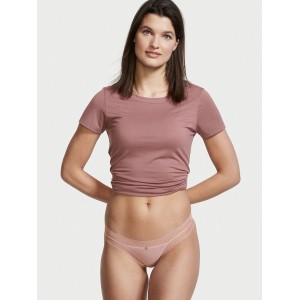 Трусики Logo Cotton Thong Panty Ribbed French Mauve