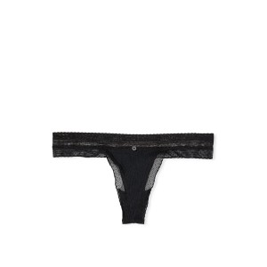 Трусики Logo Cotton Thong Panty Ribbed Black