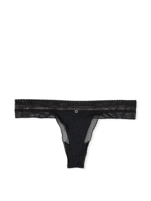 Трусики Logo Cotton Thong Panty Ribbed Black