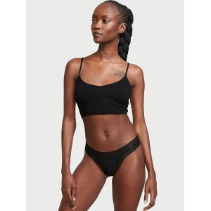 Трусики Logo Cotton Thong Panty Ribbed Black