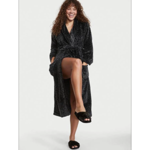 Домашние тапочки Faux Fur Slippers Black Leopard