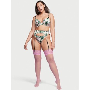 Панчохи Lace Top Thigh Highs with Reinforced Heel Pink