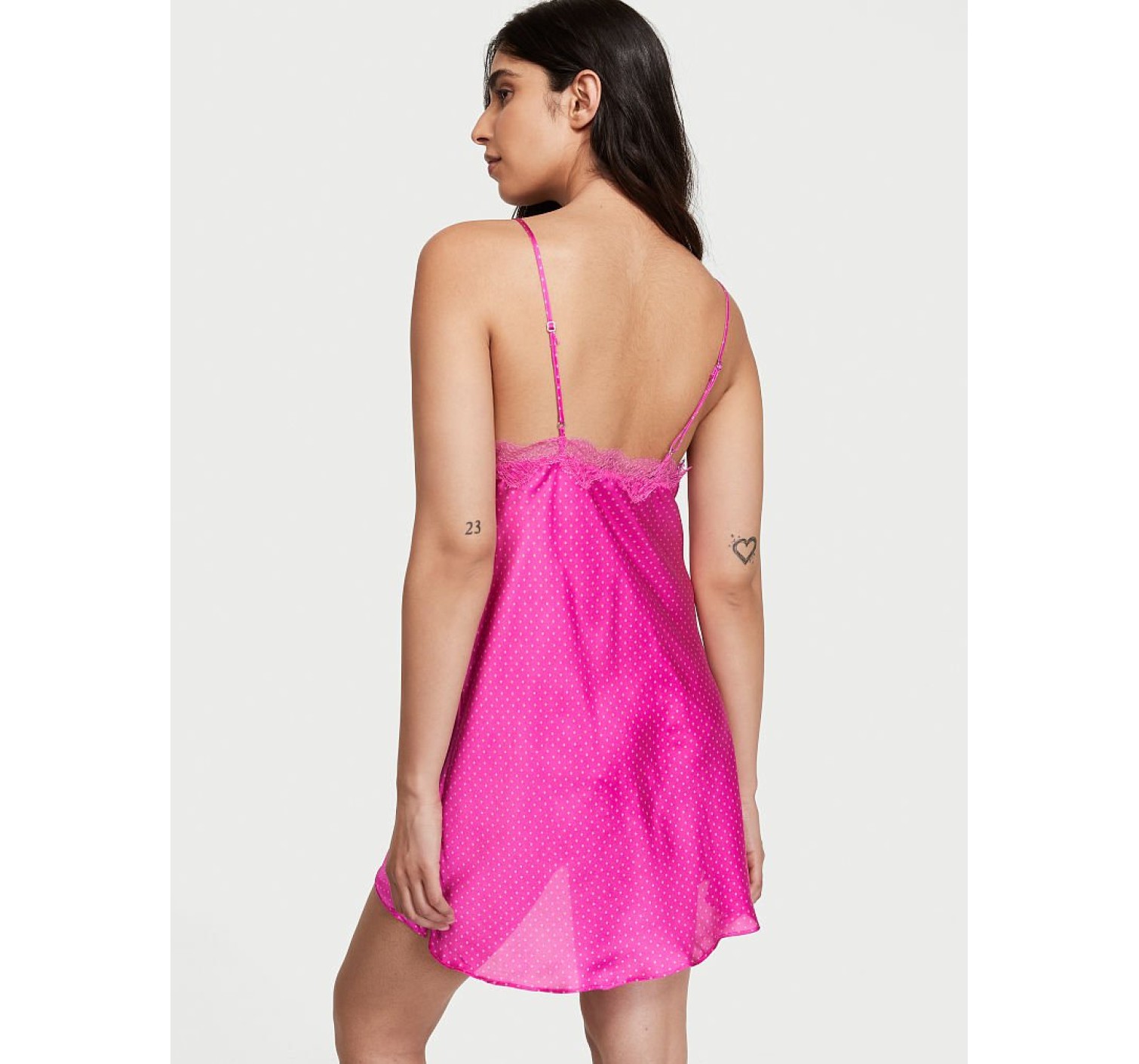 Пеньюар Satin Slip Dress Pin Dot Fuchsia Frenzy