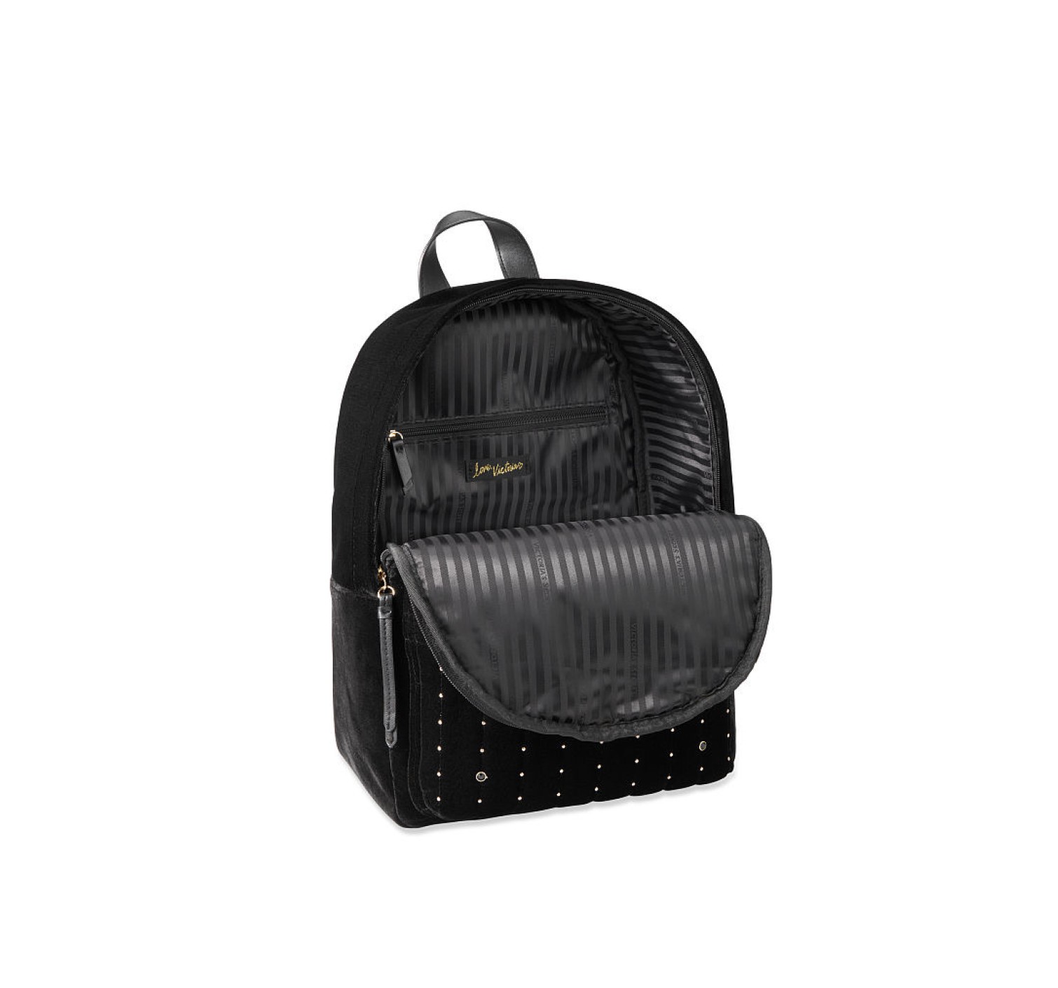 РЮКЗАК Victoria's Secret - Velvet stud city backpack, black