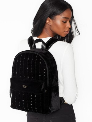 РЮКЗАК Victoria's Secret - Velvet stud city backpack, black