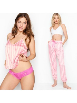 Сатинова піжама Victoria's Secret в рожеву смужку - S